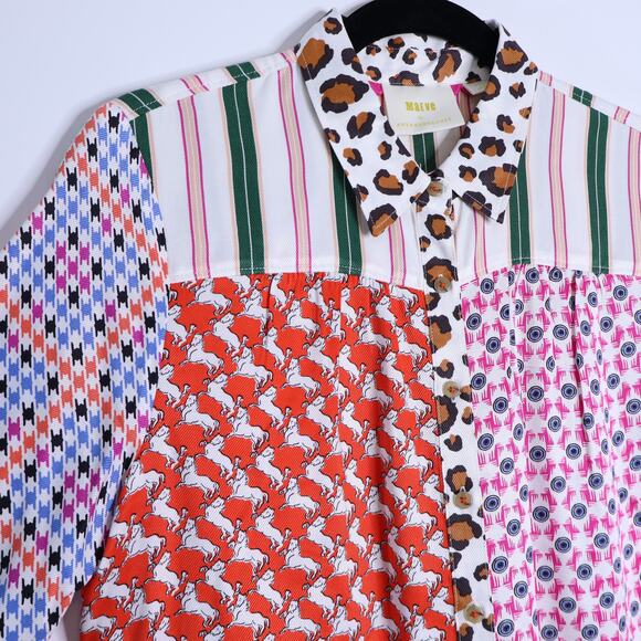 MAEVE Bernadette Mixed Print Blouse Multicolored Long Sleeve Women's S - Picture 5 of 12